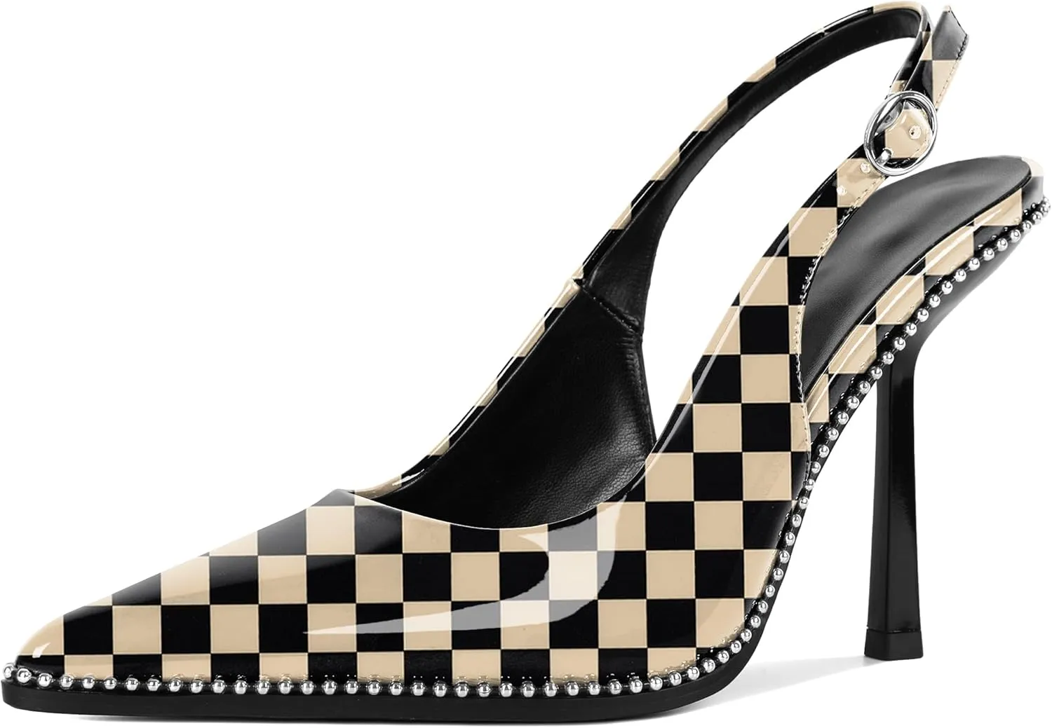 Mettesally Slingback Pumps 4 Inches Stilettos Sexy Evening Heels for Women Beaded