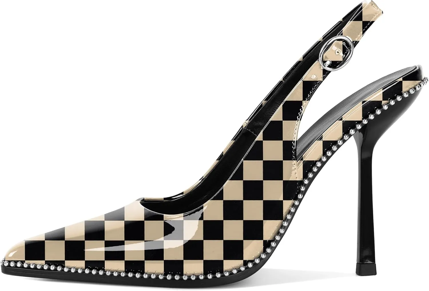 Mettesally Slingback Pumps 4 Inches Stilettos Sexy Evening Heels for Women Beaded