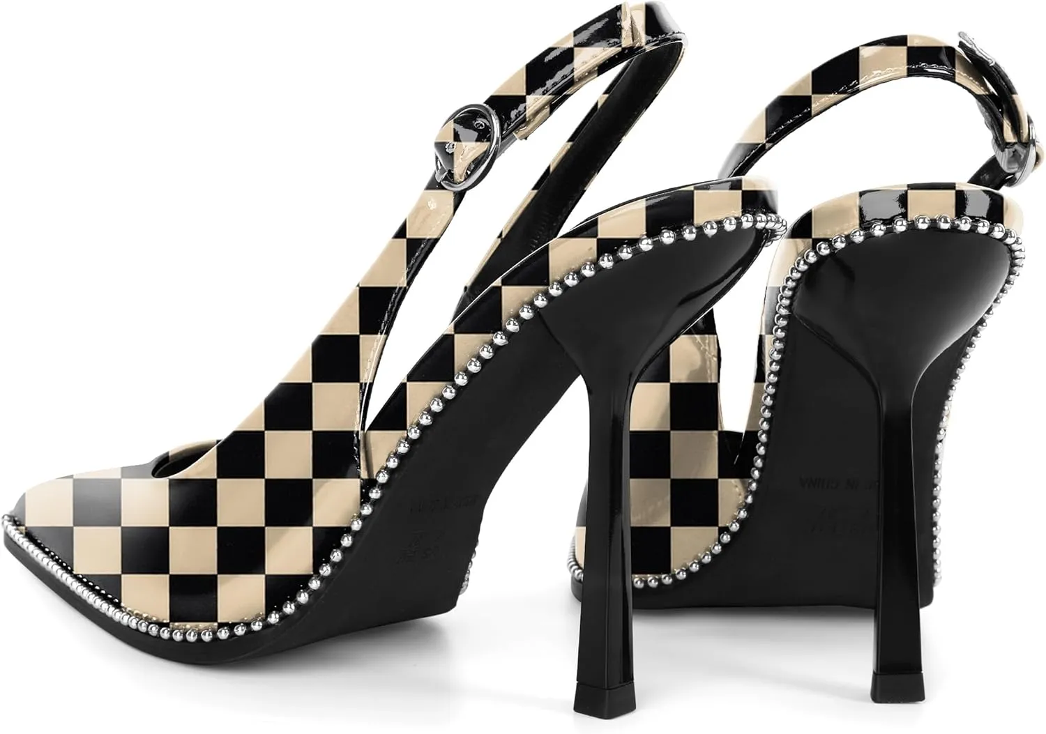 Mettesally Slingback Pumps 4 Inches Stilettos Sexy Evening Heels for Women Beaded
