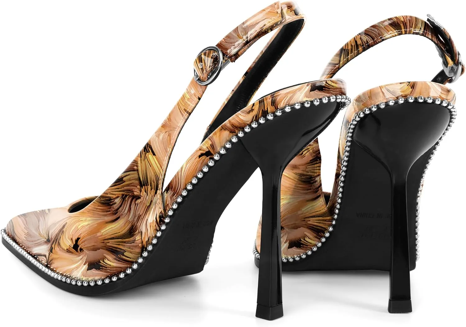 Mettesally Slingback Pumps 4 Inches Stilettos Sexy Evening Heels for Women Beaded