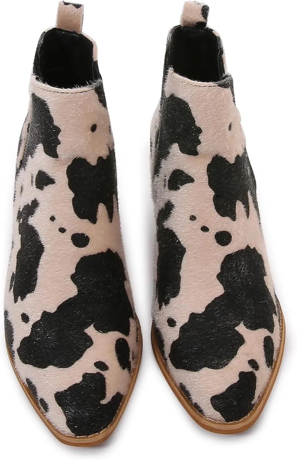 mm Women's Polyurethane Leather Wooden Heel Low Chelsea Ankle Boots
