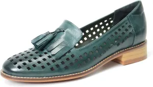 Mona flying Women's Leather Tassel Loafers Slip On Flats Office Ladies Casual Shoes