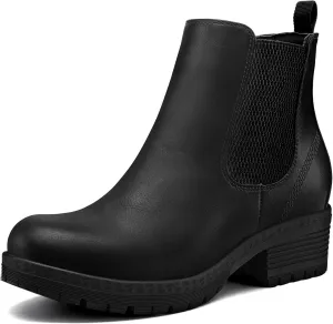 mysoft Women's Chelsea Ankle Boots Side Zipper Chunky Block Low Heel Booties Lug Sole Short Boots