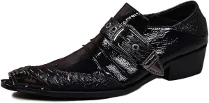New Driving Shoes for Men Men Black Pointed Monk Strap Shoes Slip On for Performance Genuine Leather
