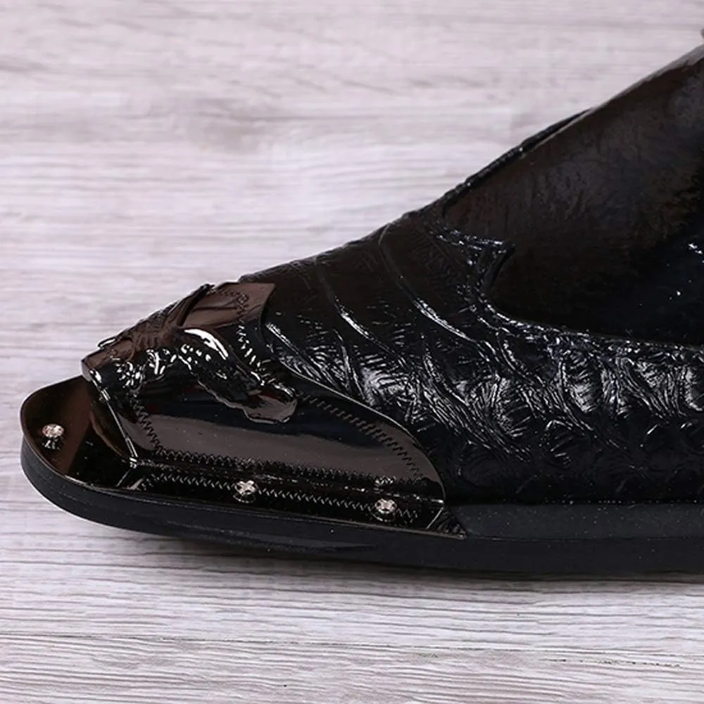 New Driving Shoes for Men Men Black Pointed Monk Strap Shoes Slip On for Performance Genuine Leather