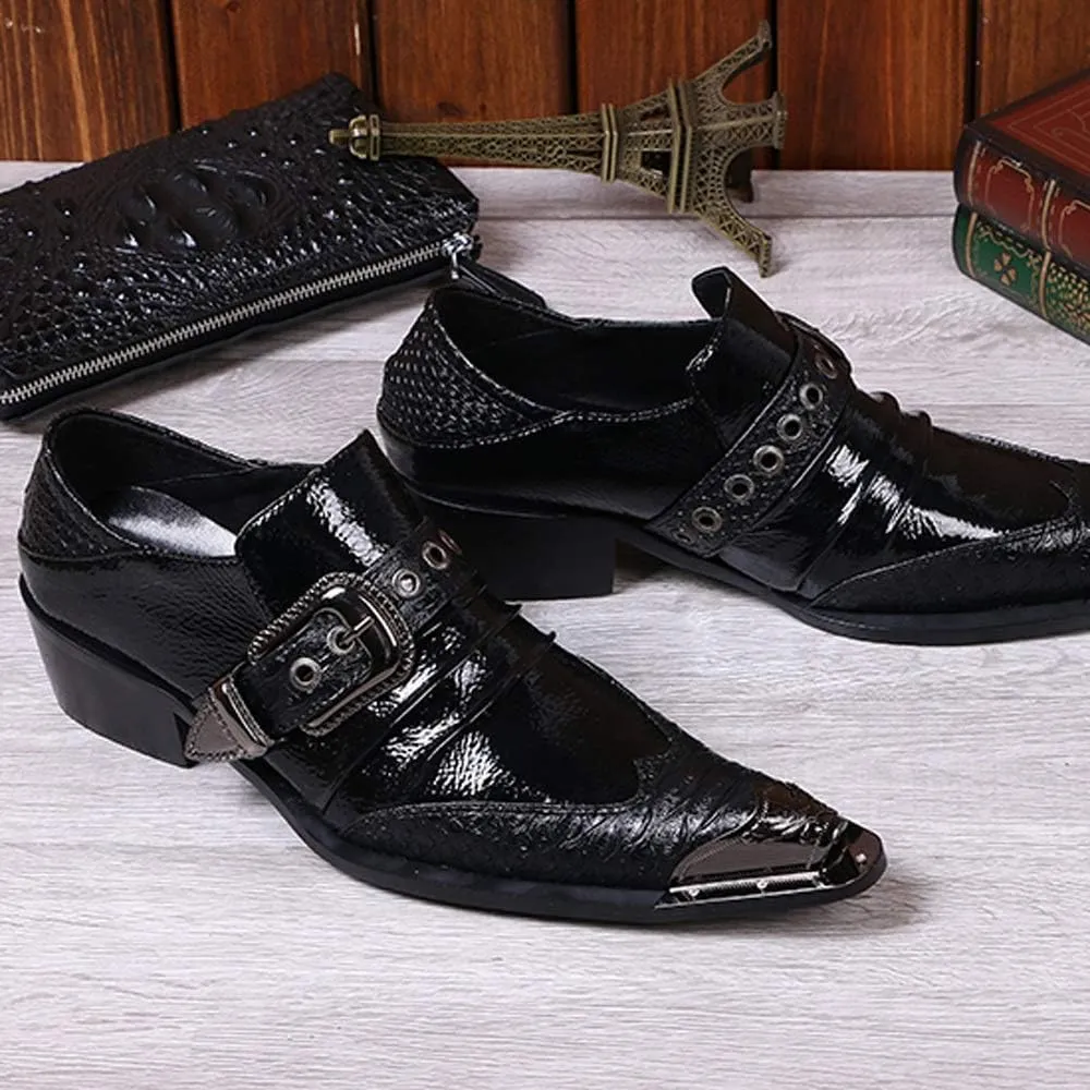 New Driving Shoes for Men Men Black Pointed Monk Strap Shoes Slip On for Performance Genuine Leather