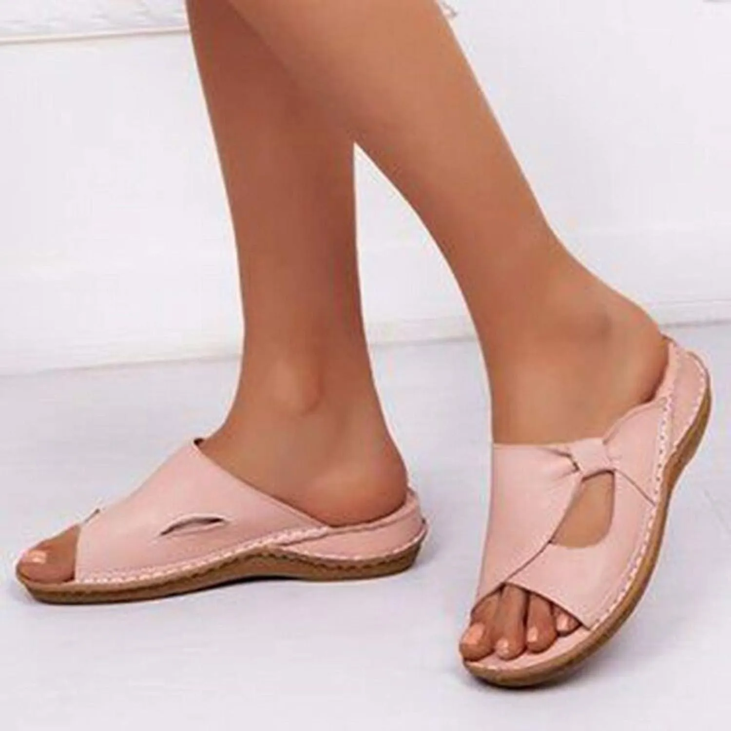 Orthopedic Sandals for Women Arch Support Platform Slides Summer Orthotic Platform Wedge Slip on Walking Sandal Casual Open Toe Wide Walking Shoes