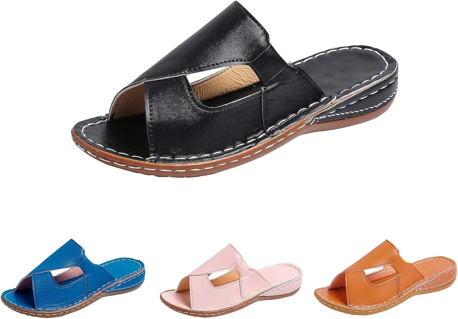 Orthopedic Sandals for Women Arch Support Platform Slides Summer Orthotic Platform Wedge Slip on Walking Sandal Casual Open Toe Wide Walking Shoes
