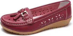 Orthopedic Women Summer Slip On Loafers Breathable Leather Comfortable Walking Shoes for Work Casual Wear