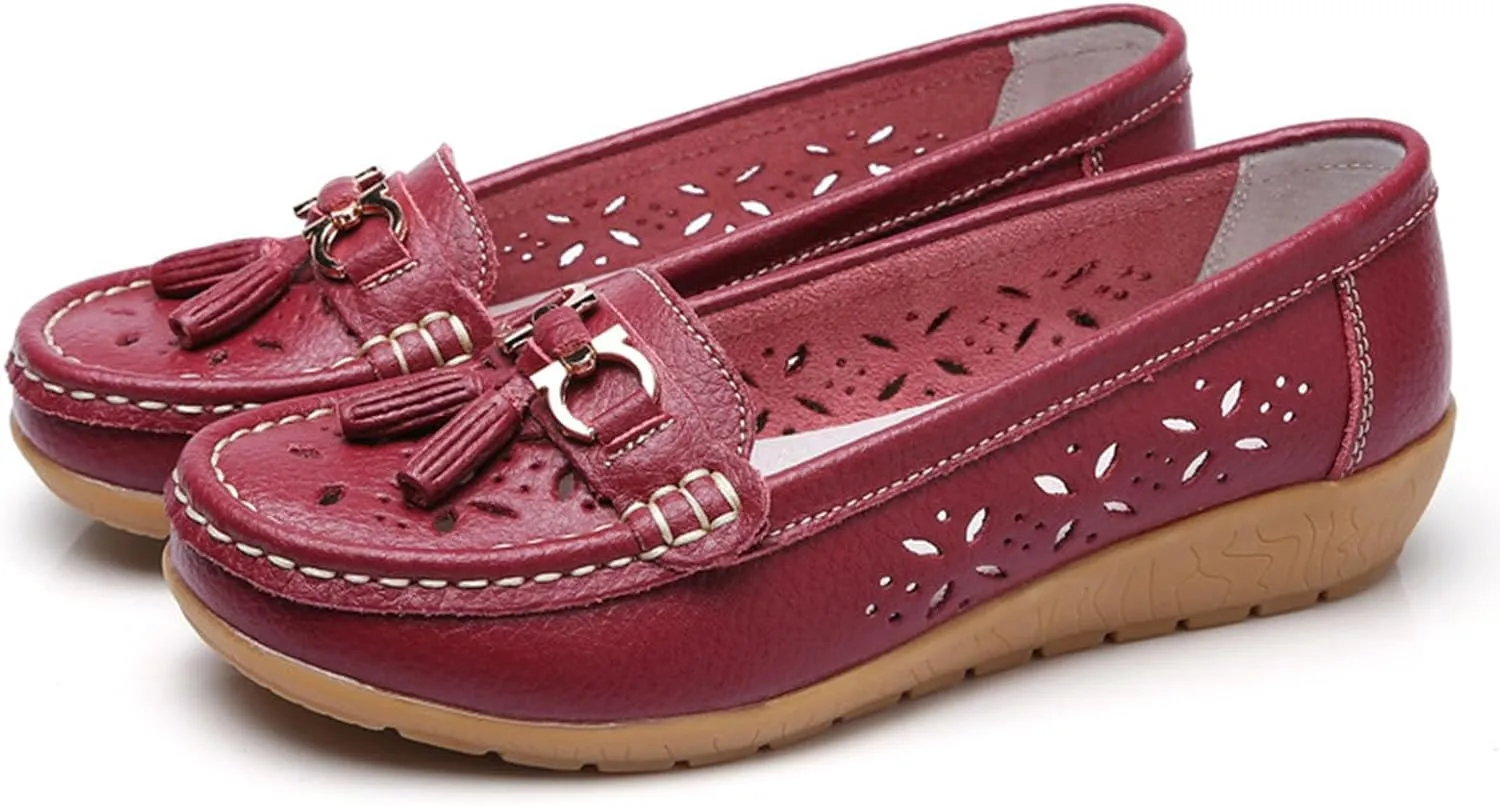 Orthopedic Women Summer Slip On Loafers Breathable Leather Comfortable Walking Shoes for Work Casual Wear