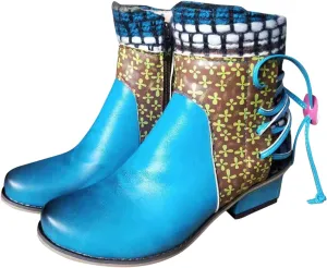Platform Boots Women's Leather Round Toe Combat Boots High Tops Solid Glossy Strap Boots Ankle Short Boots