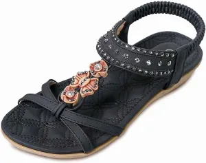 Sandals Comfortable Bohemian Walking Strap Elastic Slip On Casual Beach Sandal Shoes Summer Sandals for Women Big Toe