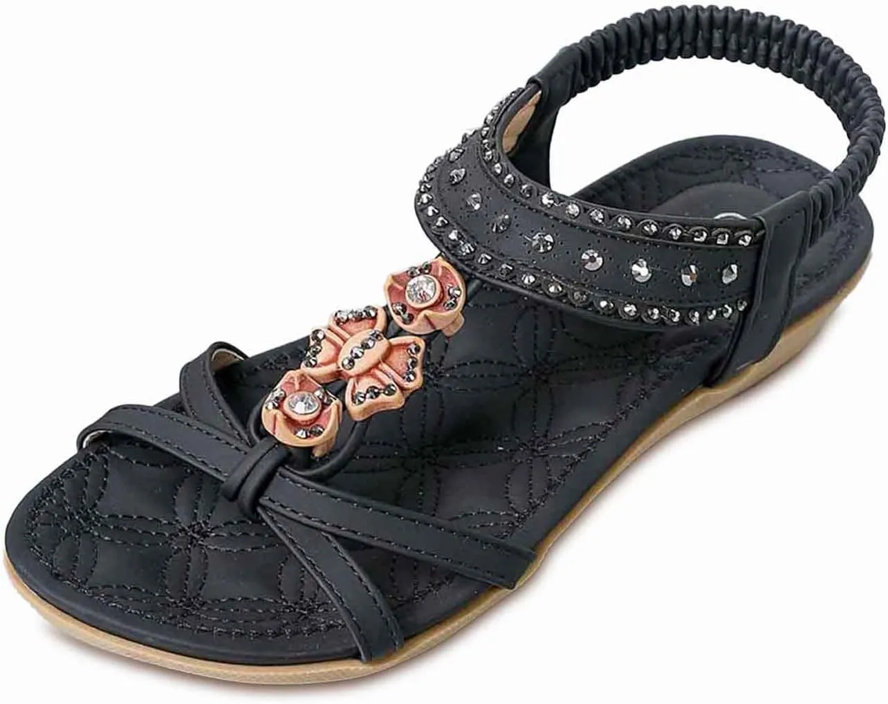 Sandals Comfortable Bohemian Walking Strap Elastic Slip On Casual Beach Sandal Shoes Summer Sandals for Women Big Toe