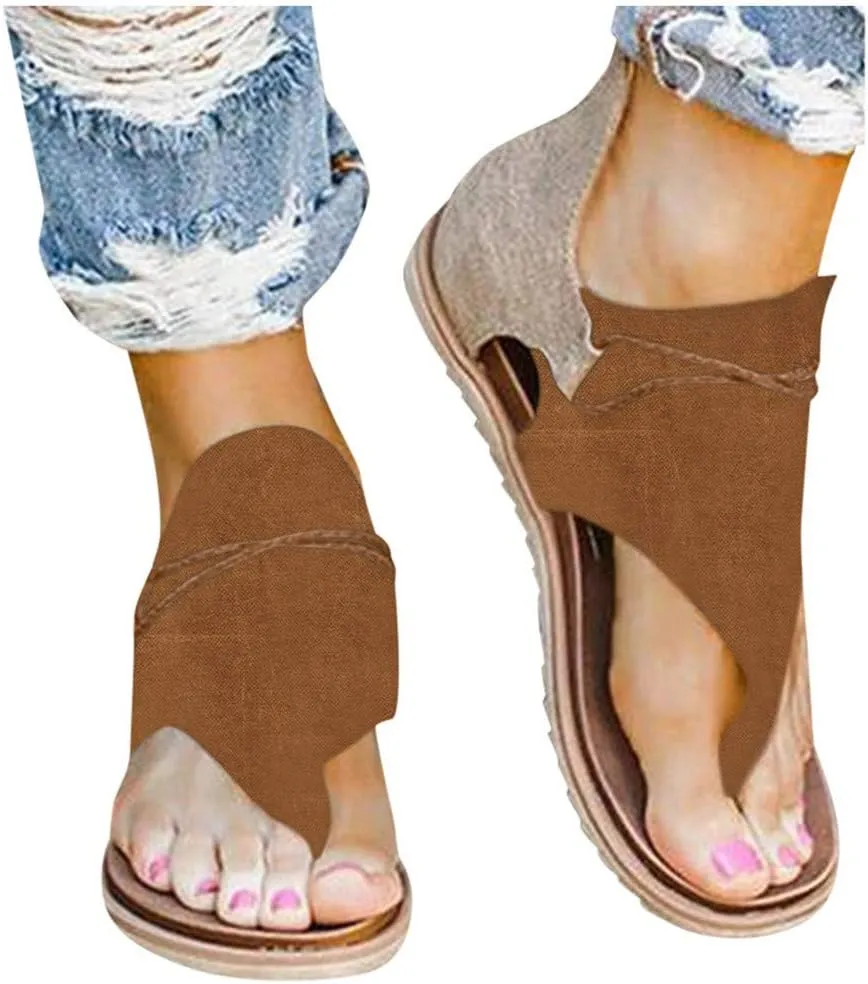 Sandals for Women Flat,Comfy Sandals Ladies Fashion Leopard/Zebra/Snake Pattern Flat Heel Slip On Sandals with Zipper