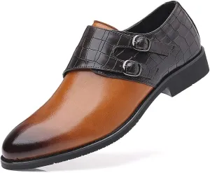 Santimon Double Monk Strap Loafers Two-Tone Dress Shoes