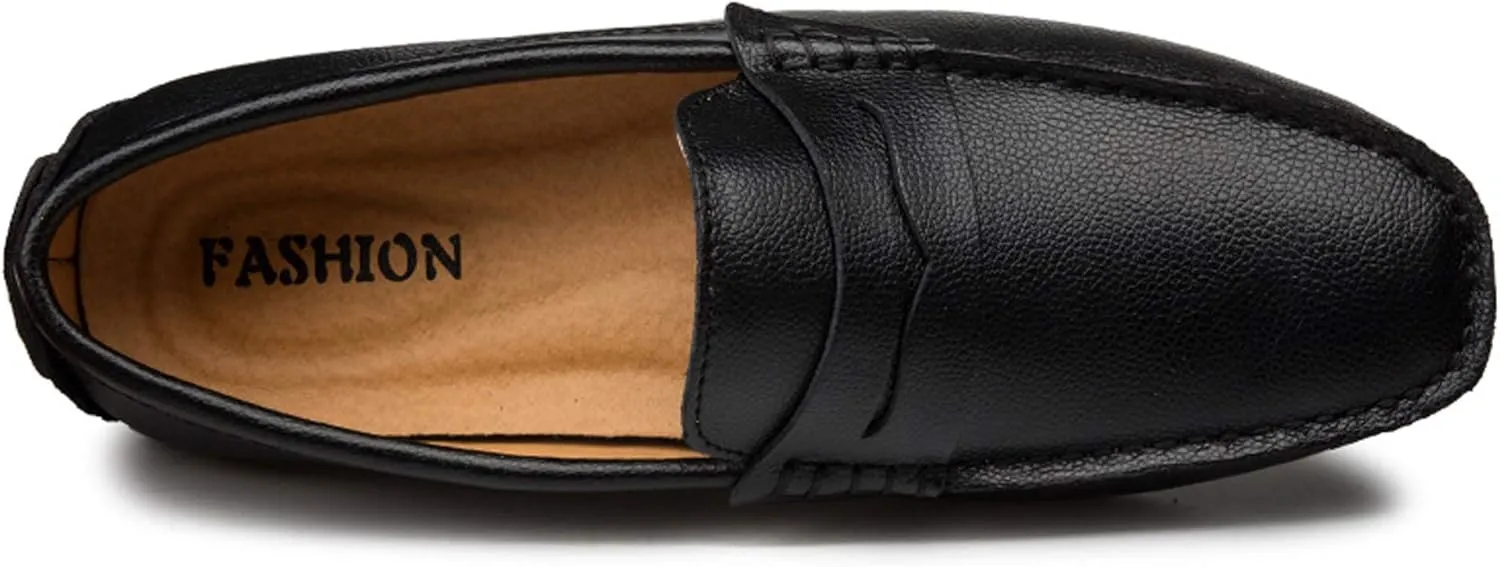 Santimon Mens Casual Leather Fashion Slip-on Loafers Dress Boat Driving Shoes
