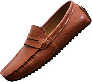 Santimon Mens Casual Leather Fashion Slip-on Loafers Dress Boat Driving Shoes