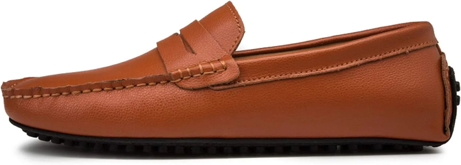 Santimon Mens Casual Leather Fashion Slip-on Loafers Dress Boat Driving Shoes