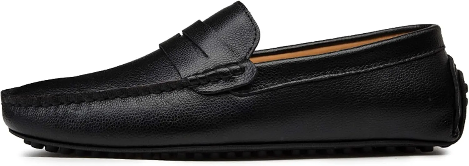 Santimon Mens Casual Leather Fashion Slip-on Loafers Dress Boat Driving Shoes