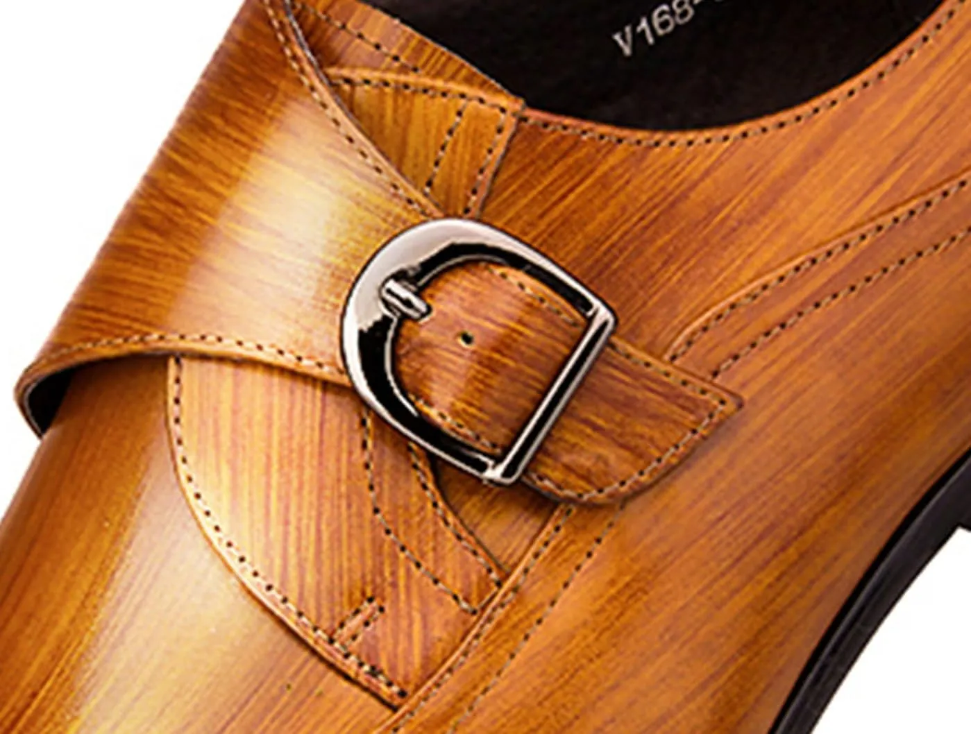Santimon Men's Genuine Leather Monk Strap Dress Shoes - Classic Pointed Toe Oxfords for Business Formal & Wedding - Buckle Closure Dress Shoes
