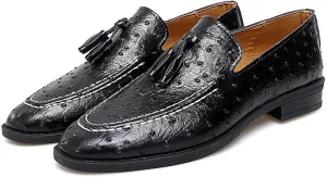 Santimon Men's Leather Loafers Classic Slip-on Tassel Loafers for Men Business Casual Dress Moccasin Shoes