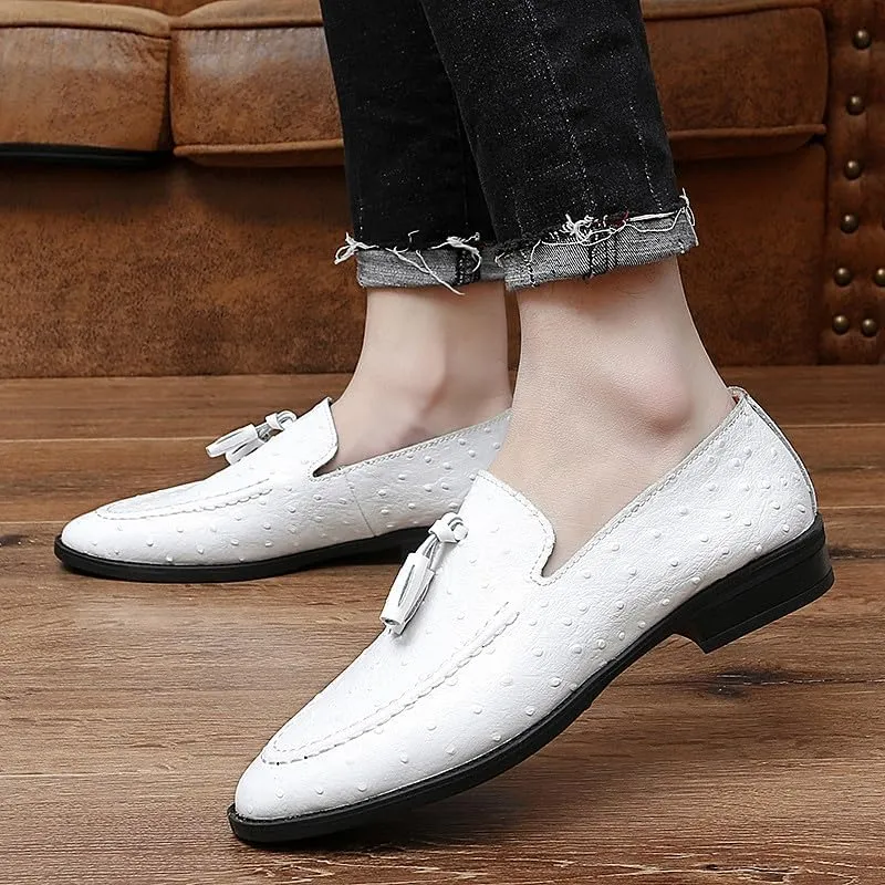 Santimon Men's Leather Loafers Classic Slip-on Tassel Loafers for Men Business Casual Dress Moccasin Shoes