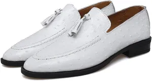 Santimon Men's Leather Loafers Classic Slip-on Tassel Loafers for Men Business Casual Dress Moccasin Shoes