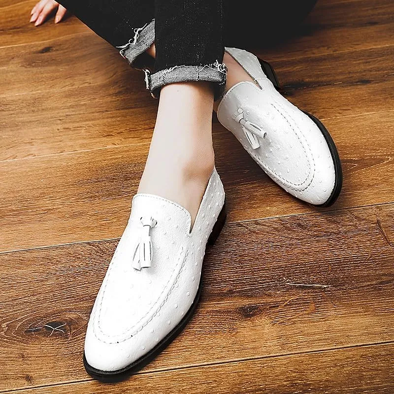 Santimon Men's Leather Loafers Classic Slip-on Tassel Loafers for Men Business Casual Dress Moccasin Shoes