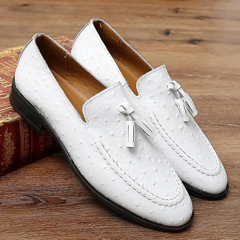 Santimon Men's Leather Loafers Classic Slip-on Tassel Loafers for Men Business Casual Dress Moccasin Shoes