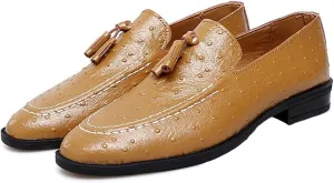 Santimon Men's Leather Loafers Classic Slip-on Tassel Loafers for Men Business Casual Dress Moccasin Shoes