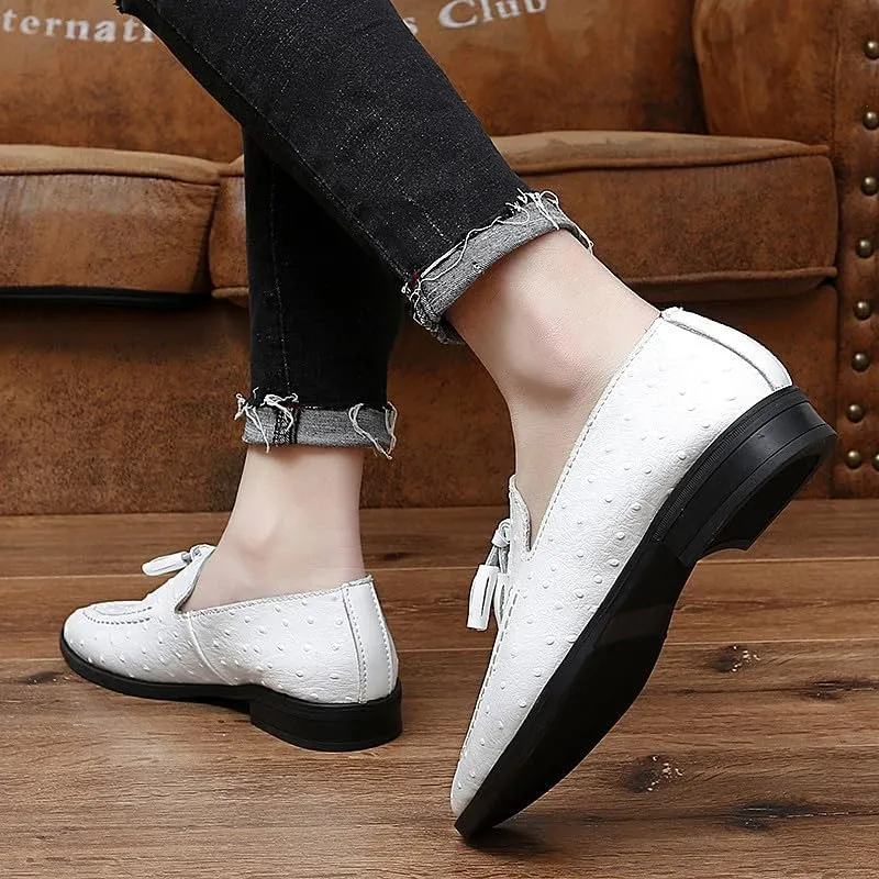 Santimon Men's Leather Loafers Classic Slip-on Tassel Loafers for Men Business Casual Dress Moccasin Shoes
