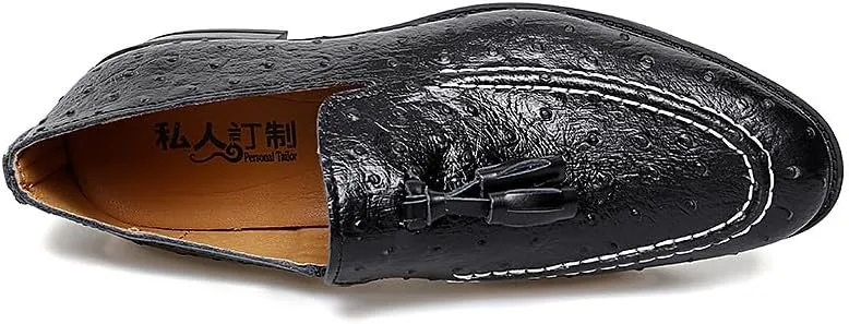 Santimon Men's Leather Loafers Classic Slip-on Tassel Loafers for Men Business Casual Dress Moccasin Shoes