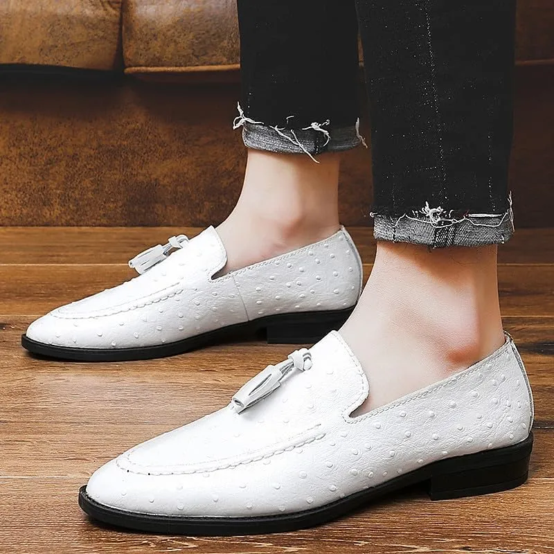 Santimon Men's Leather Loafers Classic Slip-on Tassel Loafers for Men Business Casual Dress Moccasin Shoes