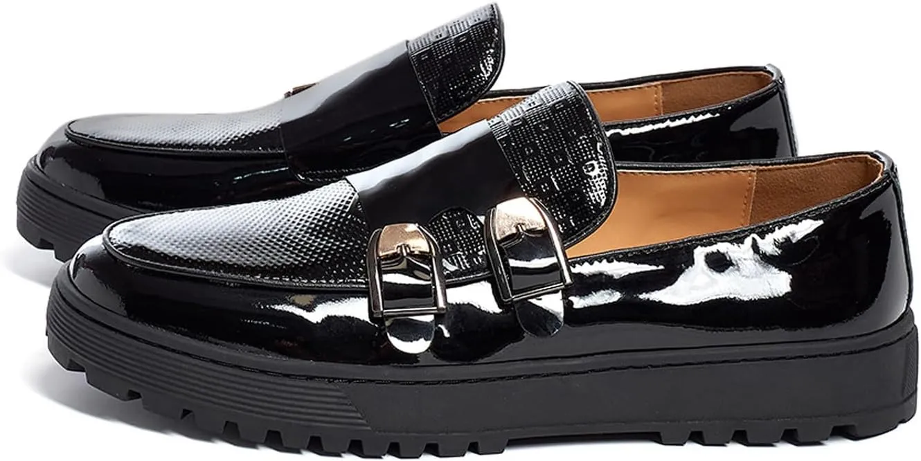 Santimon Mens Penny Loafers Yellow Dress Slip On Causal Flat Shoes Double Monk Mocasines Genunie Leather Modern Prom Wedding Fashion Tuxedo Shoes for Men