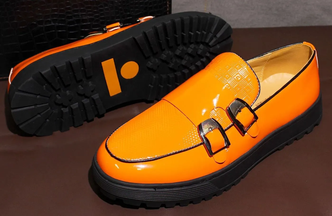 Santimon Mens Penny Loafers Yellow Dress Slip On Causal Flat Shoes Double Monk Mocasines Genunie Leather Modern Prom Wedding Fashion Tuxedo Shoes for Men