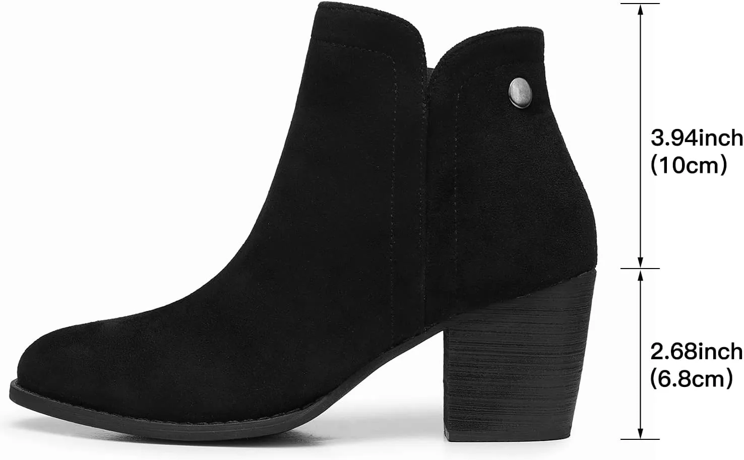 SHIBEVER Women's Ankle Boots Heel: Chunky Low Heeled Almond Toe Short Booties with Zipper Faux Suede Dress Western Fall 2025 Shoes