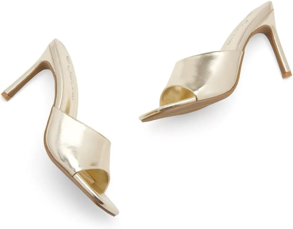 Shoe Land Melrose Women's High Heels Stiletto Heeled Slides, Square Open Toe One Band Slip-On Heeled Mules  Dressy Clear Heeled Sandals for Prom Party Wedding and Vacation