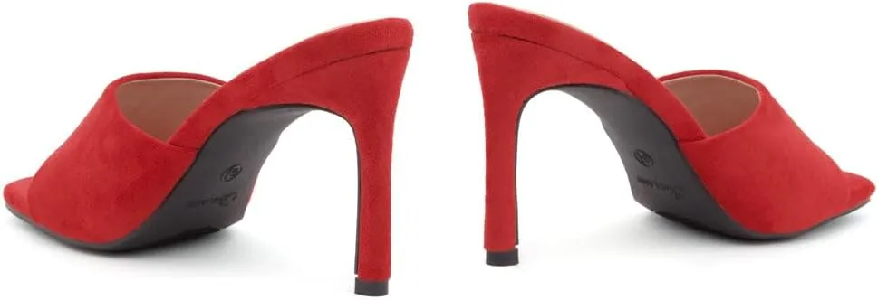 Shoe Land Melrose Women's High Heels Stiletto Heeled Slides, Square Open Toe One Band Slip-On Heeled Mules  Dressy Clear Heeled Sandals for Prom Party Wedding and Vacation