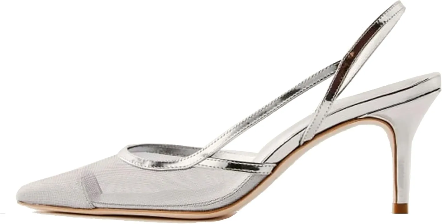 Sling Back Heels Women Fashionable and Elegant Slingback Kitten Heels for Women with Pointed Tip Breathable Comfort