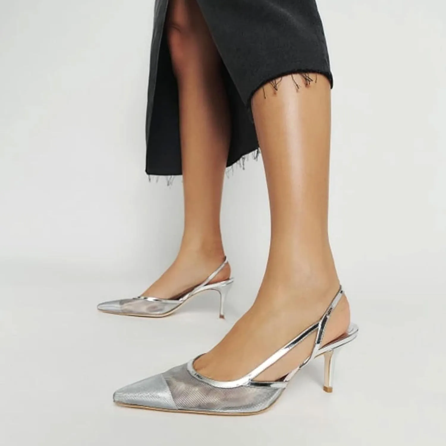 Sling Back Heels Women Fashionable and Elegant Slingback Kitten Heels for Women with Pointed Tip Breathable Comfort
