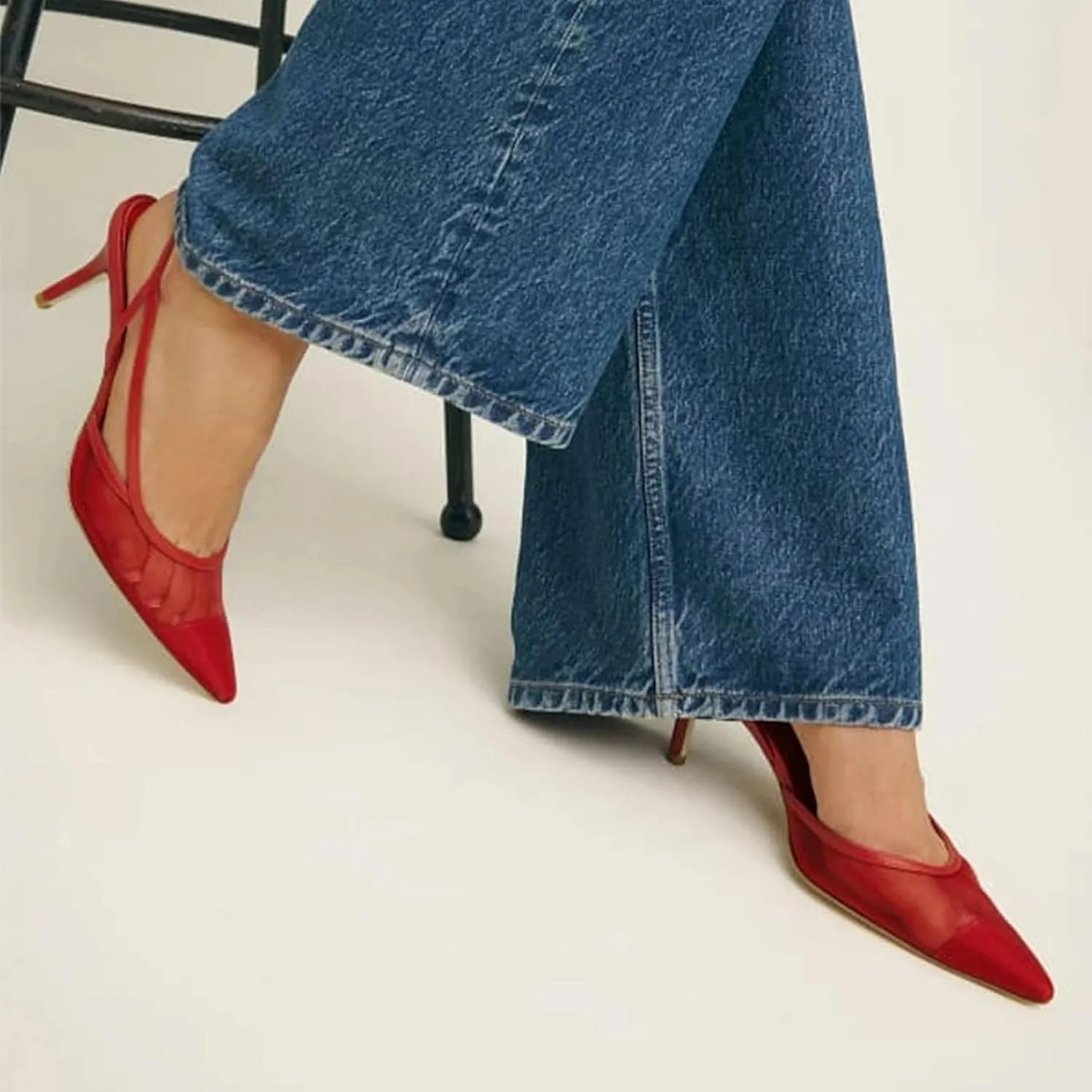 Sling Back Heels Women Fashionable and Elegant Slingback Kitten Heels for Women with Pointed Tip Breathable Comfort