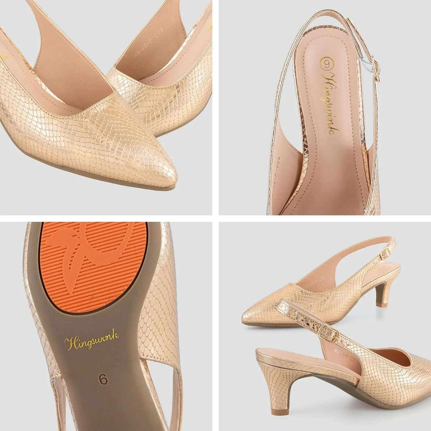 Slingback Heels for Women - Closed Toe Kitten Heels With Pointed Toe - 2 Inch Low Heel Dress Shoes Pumps