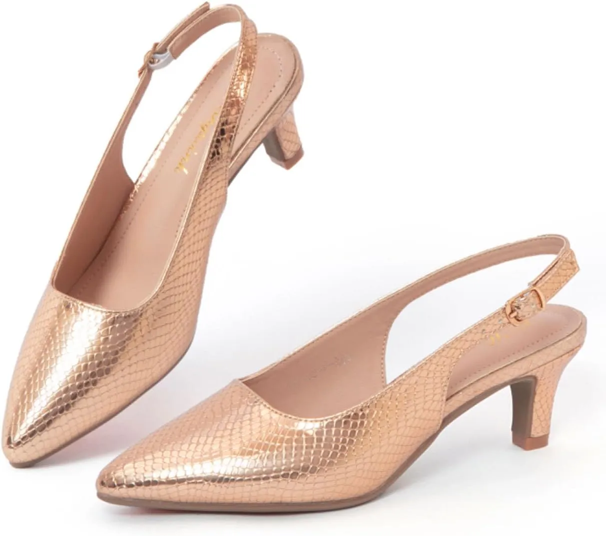 Slingback Heels for Women - Closed Toe Kitten Heels With Pointed Toe - 2 Inch Low Heel Dress Shoes Pumps