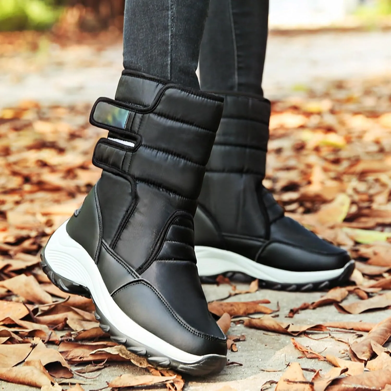 Slip On Snow Boots For Women Waterproof Winter Boots Wide Width Warm Boots Ski Boots Hiking Boots Mid Calf Boots
