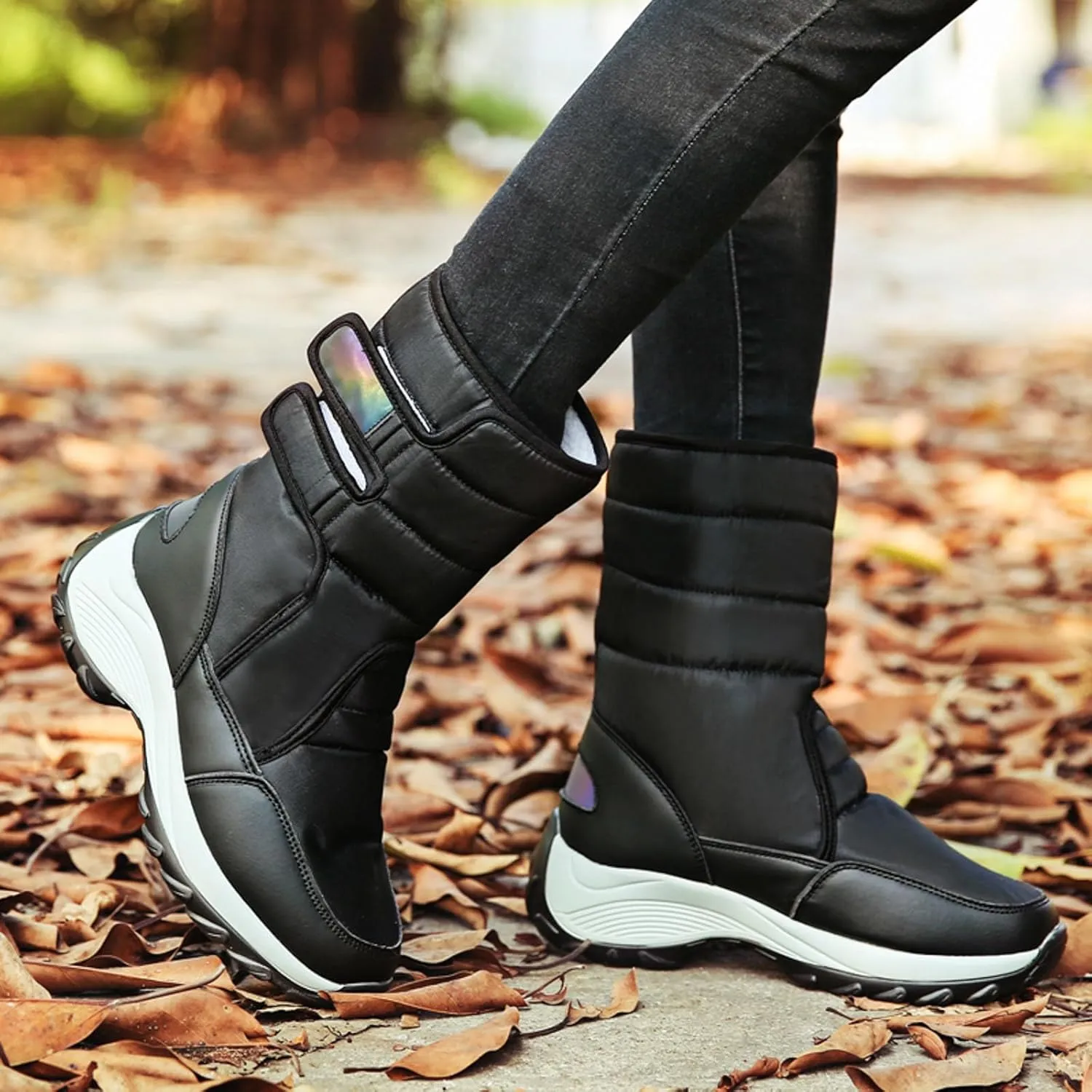 Slip On Snow Boots For Women Waterproof Winter Boots Wide Width Warm Boots Ski Boots Hiking Boots Mid Calf Boots