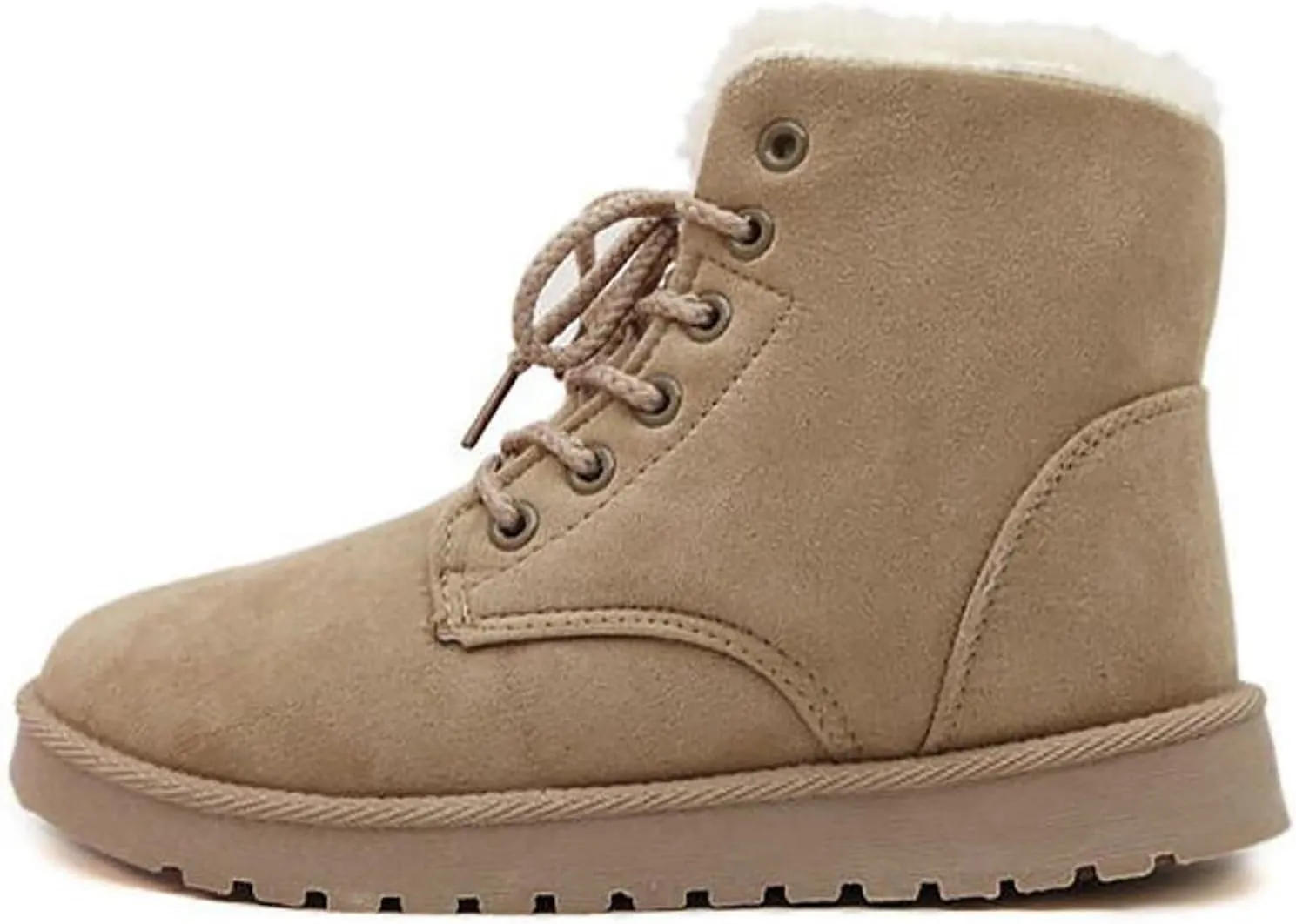 Snow Boots for Women Faux Furry Lined Ankle Booties Low Heel Suede Leather Lace Up Boots Casual Comfort Slip on Fall Winter Short Boots Side Zipper Wide Width Ladies Boots Women Booties