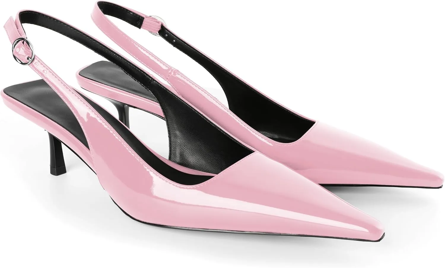 Soireelady Womens Pointed Toe Slingback Heels Kitten Low Heel Pumps Party Dress Shoes 2 Inch