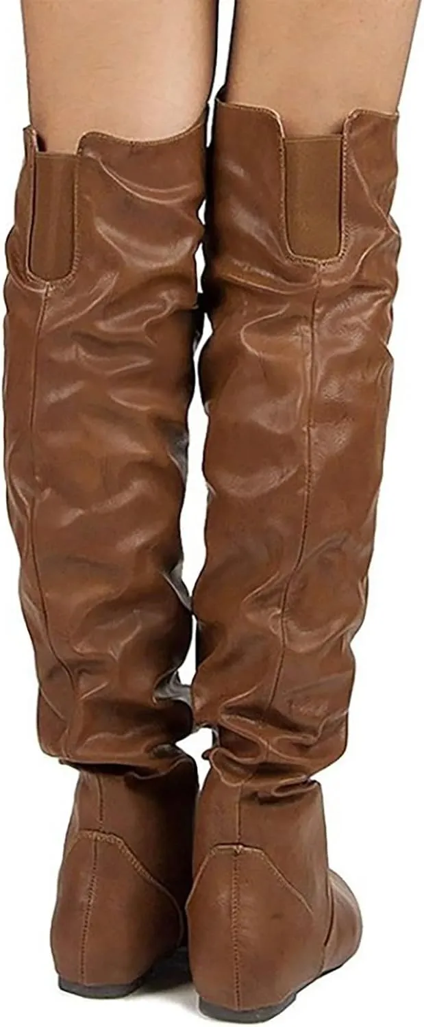 Stylish Classic Round Toe Low Heeled Over The Knee Western Boots Round Toe Over The Knee High Womens Tall Dress Boots