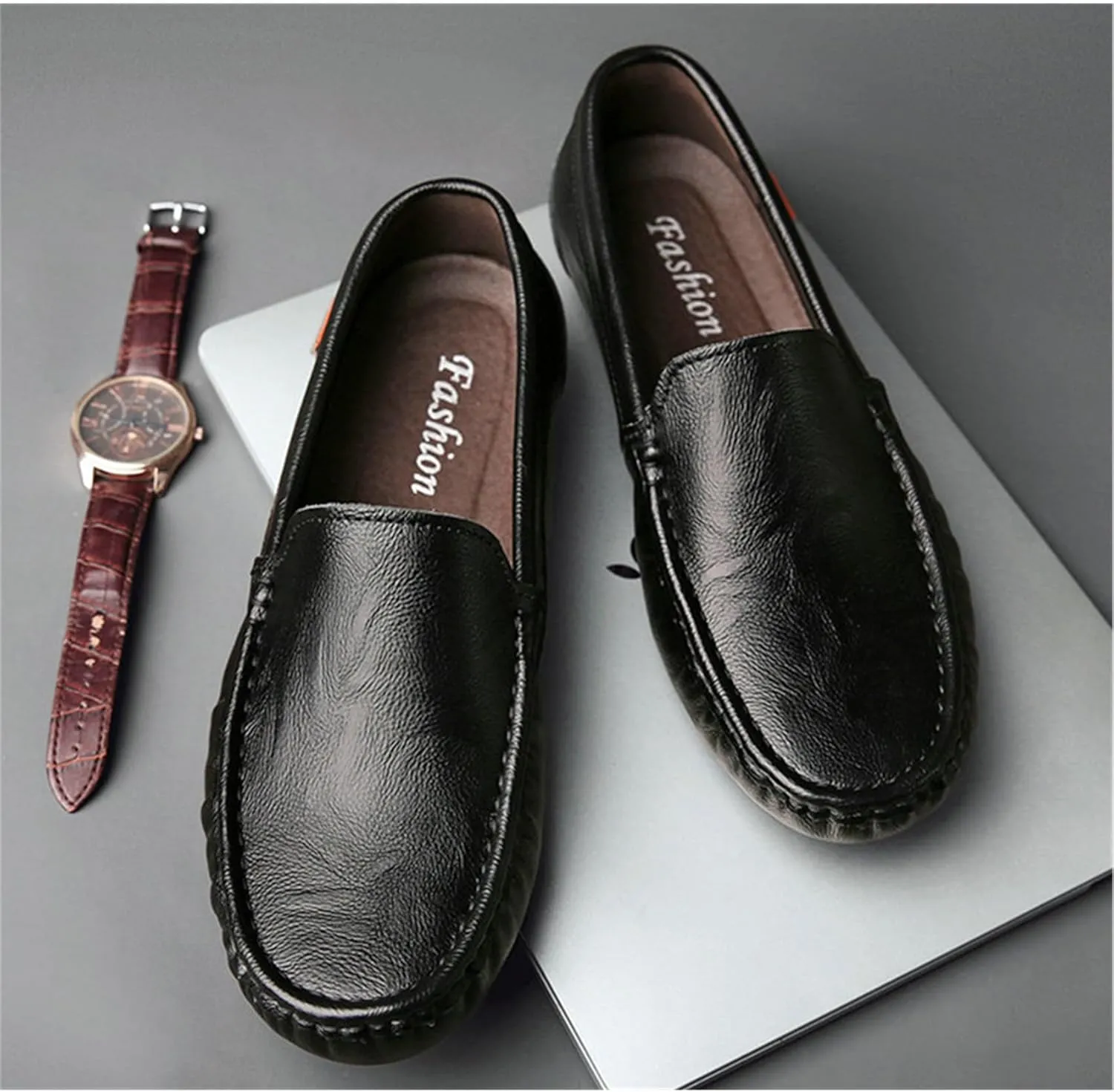 SywzX&xfybz Men's Casual Leather Shoes Lightweight Soft Soled Driving Shoes Loafers