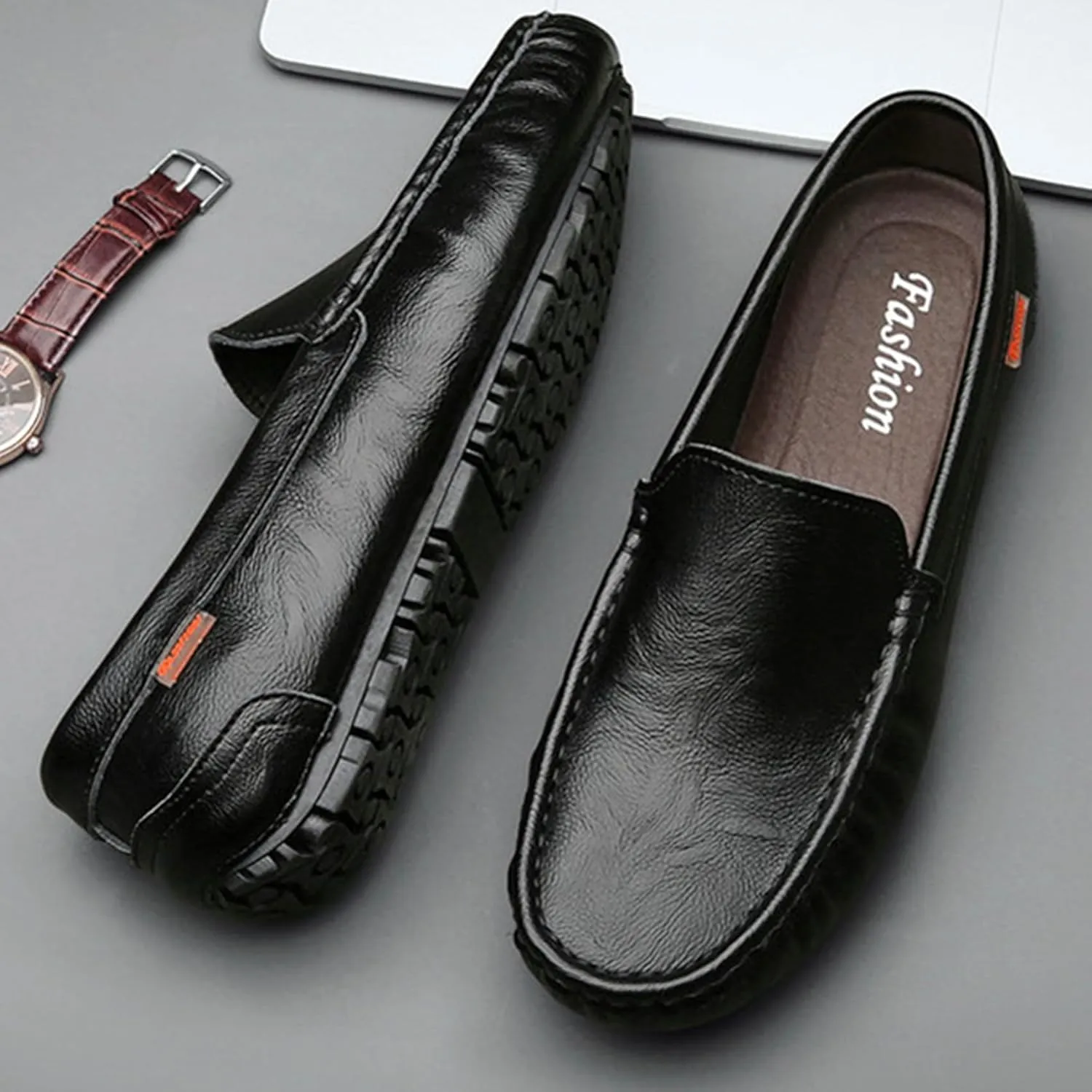 SywzX&xfybz Men's Casual Leather Shoes Lightweight Soft Soled Driving Shoes Loafers